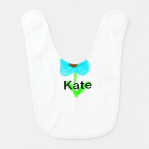 Blue green watercolor add your name text custom baby bib