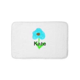 Blue green watercolor add your name text custom  bath mat