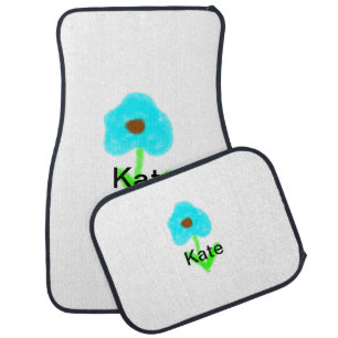 Blue green watercolor add your name text custom car floor mat
