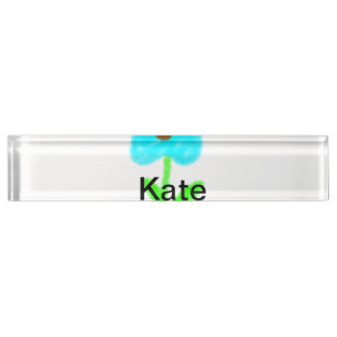Blue green watercolor add your name text custom  desk name plate