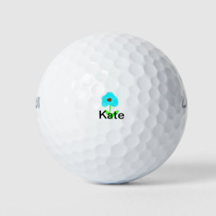 Blue green watercolor add your name text custom  golf balls