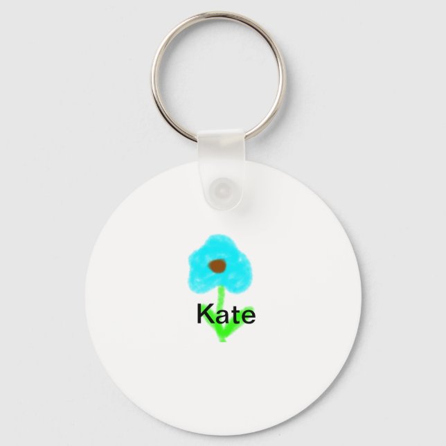 Blue green watercolor add your name text custom  keychain (Front)
