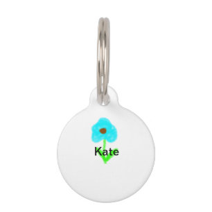 Blue green watercolor add your name text custom pet ID tag