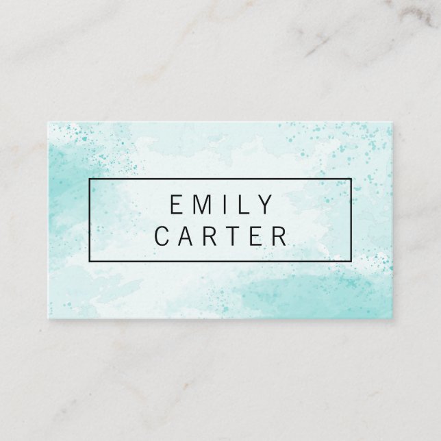 Blue Green Watercolor Business Card (Front)