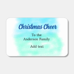 Blue green watercolor christmas holiday add family matchboxes