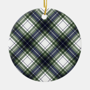 Blue & Green Watercolor Christmas Plaid Ornament