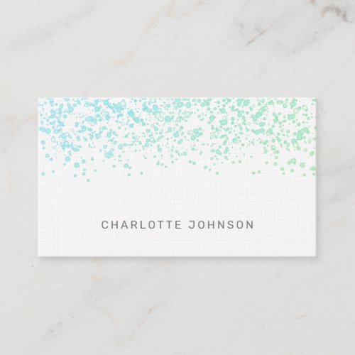 Blue Green Watercolor Confetti Linen Professional  Business Card