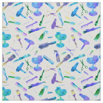 Blue Green Watercolor Hair Stylist Salon White Fabric