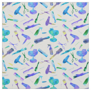 Blue Green Watercolor Hair Stylist Salon White Fabric
