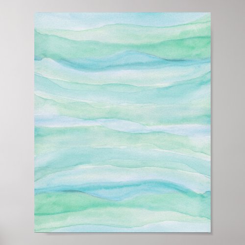 Blue Green Watercolor Layers Abstract Art Poster