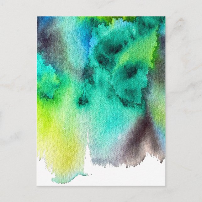 Blue Green watercolor marble abstract tie dye Postcard (Front)