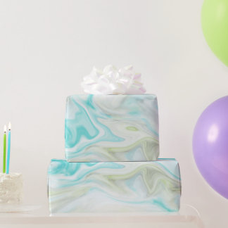 Blue & Green Watercolor Marble Wrapping Paper