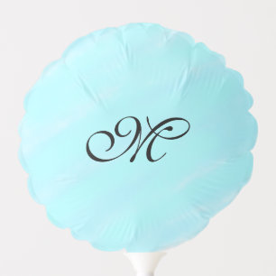Blue green watercolor monogram add letter pastel balloon