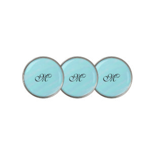 Blue green watercolor monogram add letter pastel golf ball marker