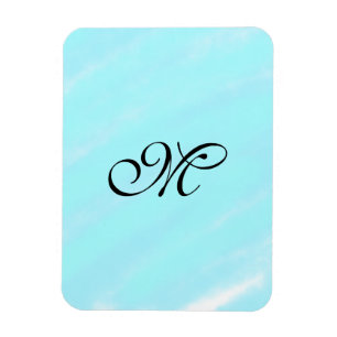 Blue green watercolor monogram add letter pastel magnet