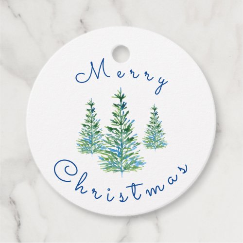 Blue Green Watercolor Pine Trees Favor Tags