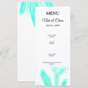 Blue green watercolor sea weed custom wedding menu