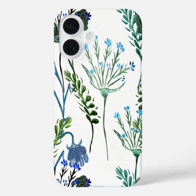 Blue Green Watercolor Wildflower  Case-Mate iPhone Case (Back)