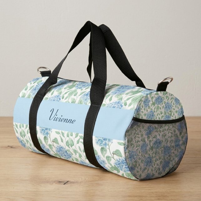 Blue Green Watercolor Wildflower Monogram Duffle Bag (Blue Green Watercolor Wildflower Monogram Duffle Bag)