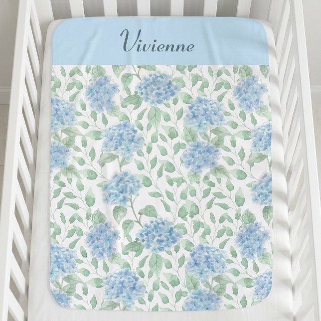 Blue Green Watercolor Wildflower Name Baby Blanket (Blue Green Watercolor Wildflower Name Baby Blanket)