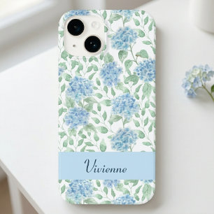 Blue Green Watercolor Wildflower Name Case-Mate iPhone 14 Case