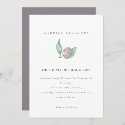 BLUE GREEN WATERCOLOUR FOLIAGE OLIVE WEDDING INVITATION