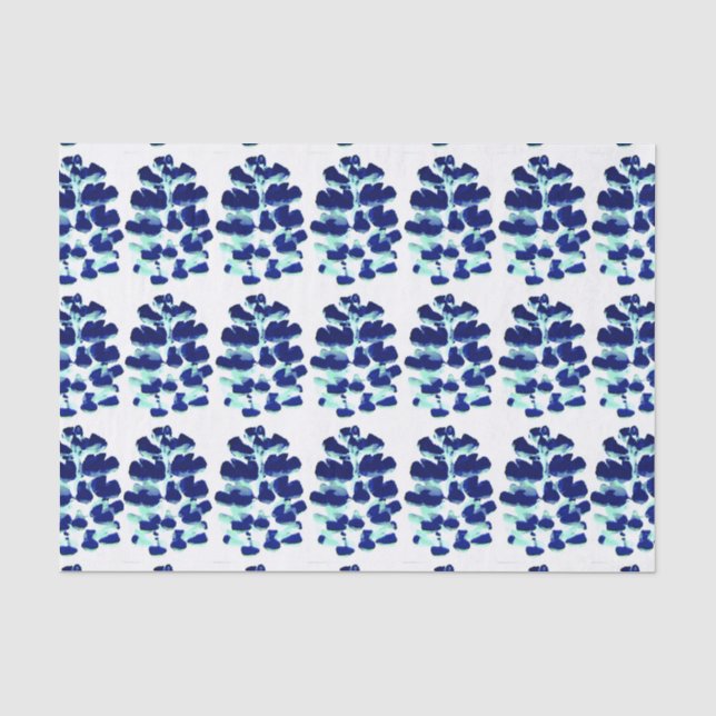 Blue Green Watercolour Lupin Flower Tissue Paper (Front)