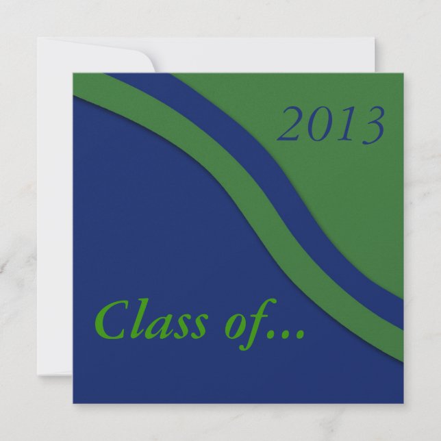 Blue Green Wave Graduation Invitation (Front)