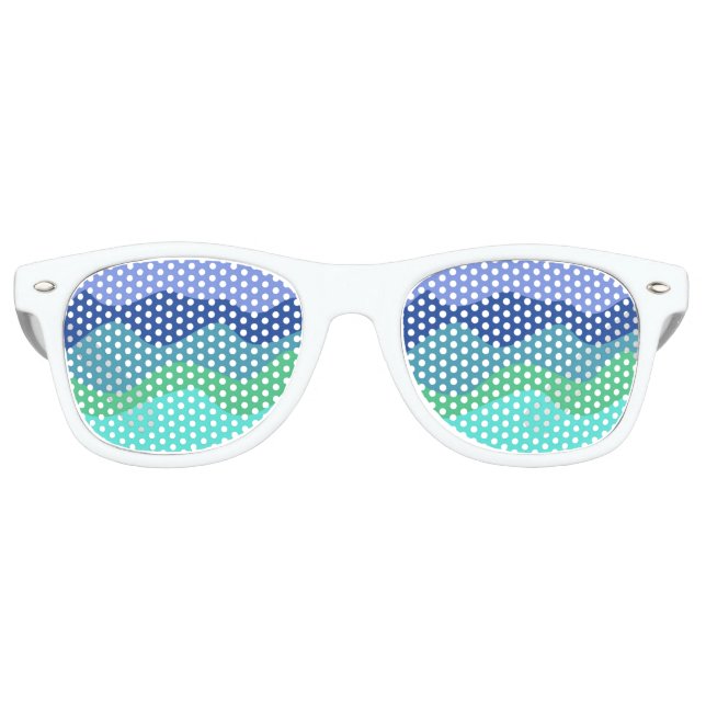 Blue Green Waves Color Gradient  Retro Sunglasses (Front)