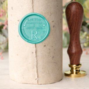 Blue Green Wedding Bliss Monogram Wax Seal