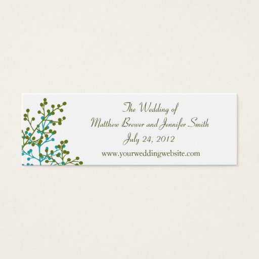 Customizable Blue &amp; Green Wedding Website Information Cards Business Cards