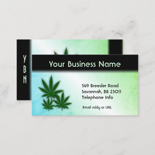 Blue Green Weed Business Double Sided  Business Card