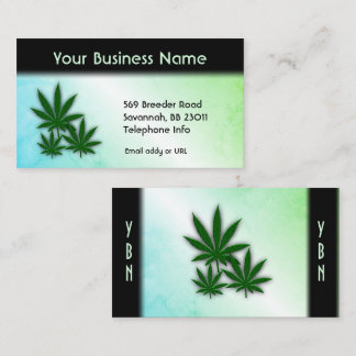 Blue Green Weed Business Double Sided  Card