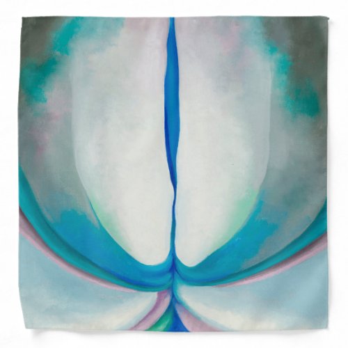 Blue green white abstract art by Georgia OKeeffe Bandana