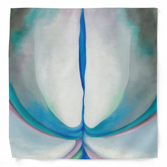 Blue green white abstract art by Georgia O'Keeffe Bandana (Front)