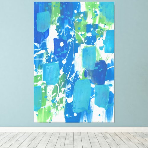 Blue Green White Abstract  Canvas Print