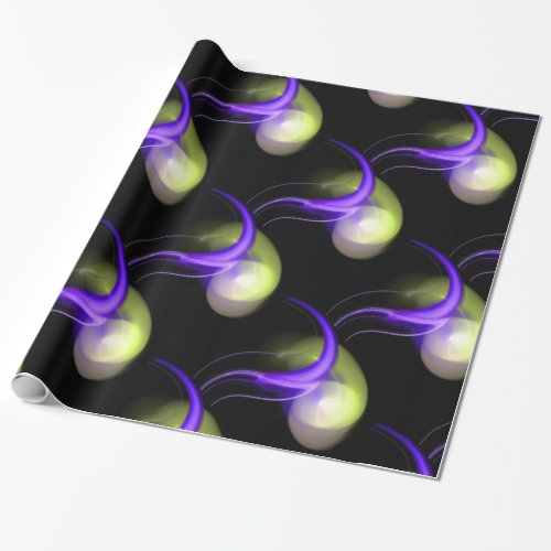 BLUE GREEN WHITE ALIEN PEARLS WRAPPING PAPER