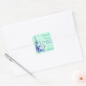 Blue Green White Aqua Floral 1.5" Wedding Sticker (Envelope)