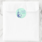 Blue Green White Aqua Floral 1.5" Wedding Sticker (Bag)