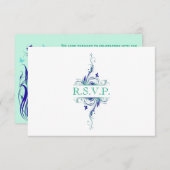 Blue, Green, White, Aqua Floral Reply Card (Front/Back)