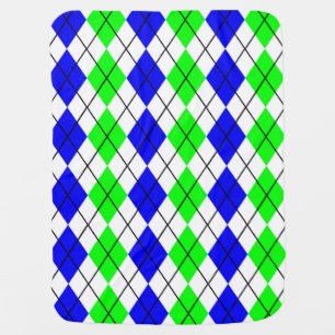 Blue Green White Argyle Diamond Design Baby Blanket