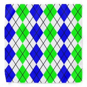 Blue Green White Argyle Diamond Design  Bandana