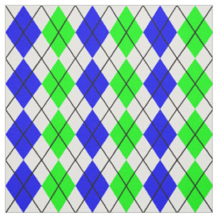 Blue Green White Argyle Diamond Design  Fabric