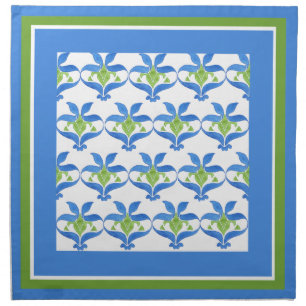 Blue, Green  White Art Nouveau Pattern Napkins