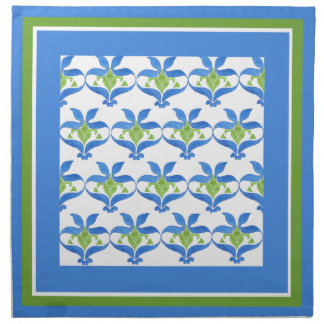 Blue, Green  White Art Nouveau Pattern Napkins