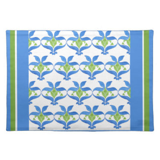 Blue, Green  White Art Nouveau Pattern Placemat