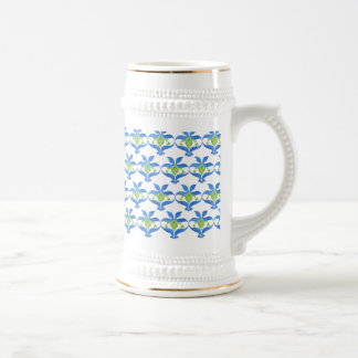Blue Green White Art Nouveau Pattern Stein