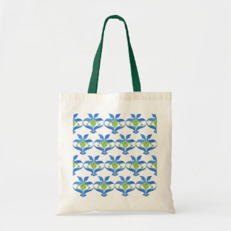 Blue Green White  Art Nouveau Pattern Tote Bag