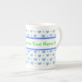 Blue/Green/White Bows Mini-print China Mug