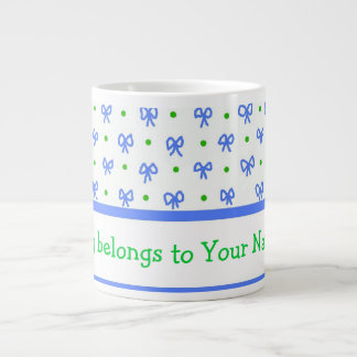 Blue/Green/White Bows Mini-print Jumbo Mug